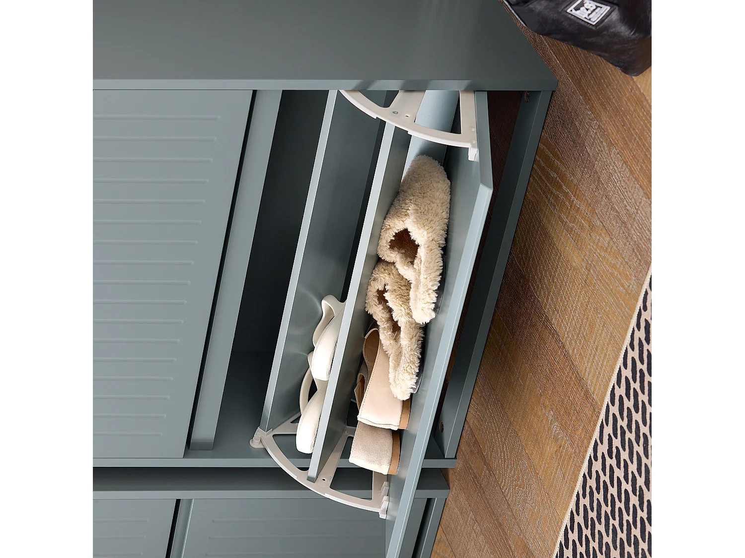 SoBuy FSR165-H-SCH Schoenenkast met 3 Flappen, Schoenencommode, Schoenenkist, Opbergkast