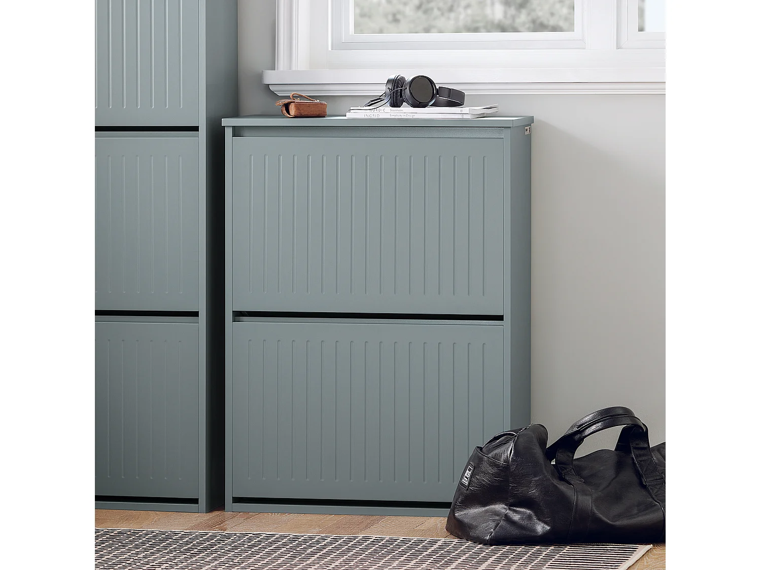 SoBuy FSR165-H-SCH Schoenenkast met 3 Flappen, Schoenencommode, Schoenenkist, Opbergkast