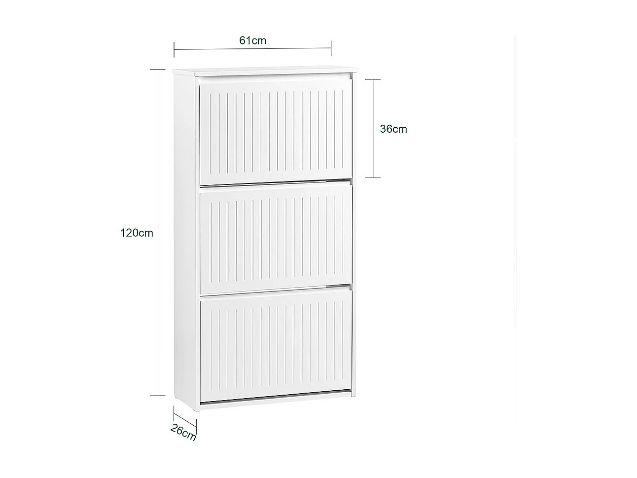 SoBuy Schoenenkast Hal Schoenenopberger met 3 kleppen voor kleine hal, Wit, LPH 61x26x120 cm, FSR165-H-W