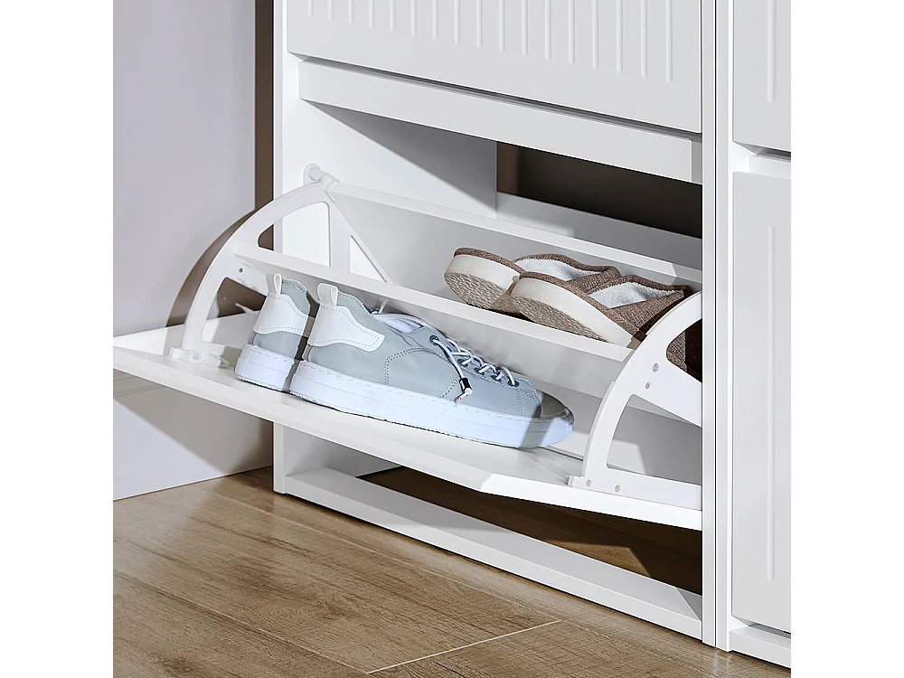 SoBuy Schoenenkast Hal Schoenenopberger met 3 kleppen voor kleine hal, Wit, LPH 61x26x120 cm, FSR165-H-W
