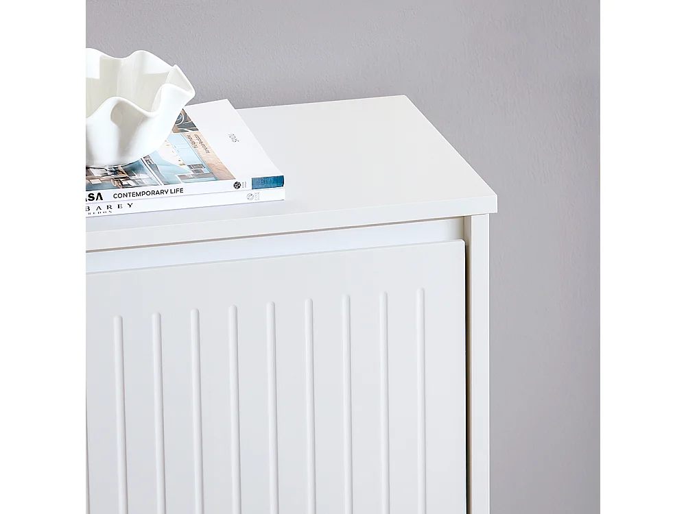 SoBuy Meuble à Chaussures Meuble d'entrée Meuble de Rangement à Chaussures avec 3 Abattants pour Petite Entrée Couloir, Blanc, LPH 61x26x120 cm, FSR165-H-W