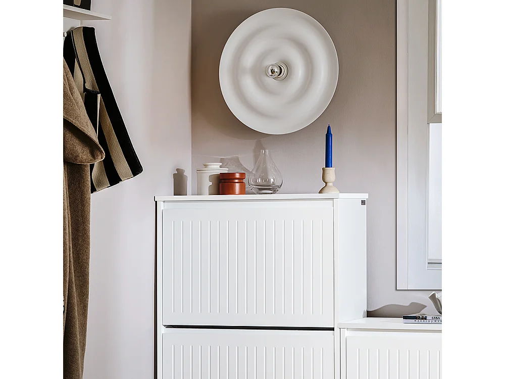 SoBuy Meuble à Chaussures Meuble d'entrée Meuble de Rangement à Chaussures avec 3 Abattants pour Petite Entrée Couloir, Blanc, LPH 61x26x120 cm, FSR165-H-W