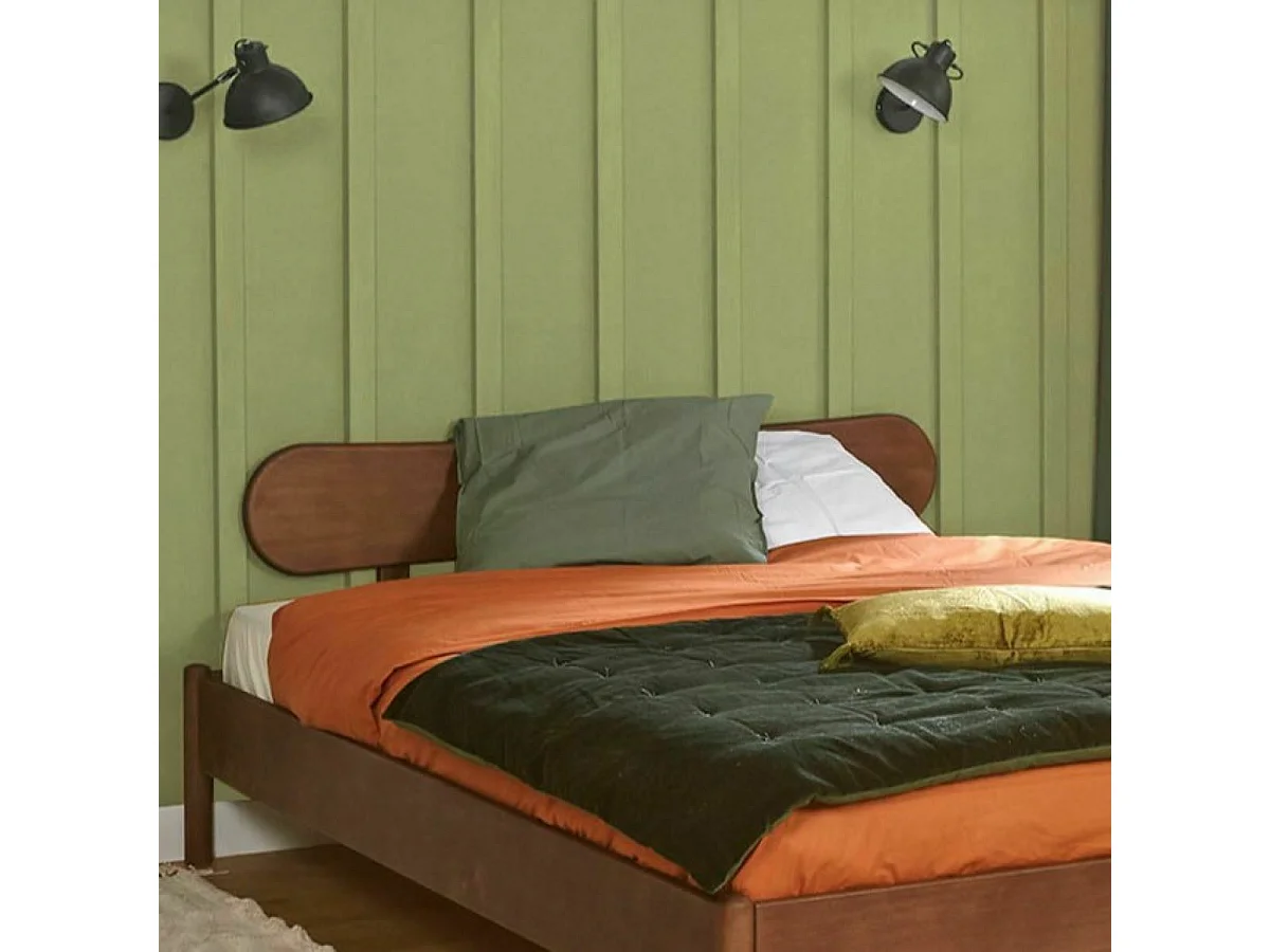 Tête de lit 144 cm bois massif noyer ZENA