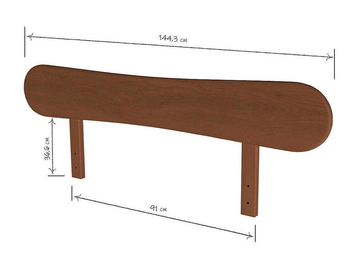 Tête de lit 144 cm bois massif noyer ZENA