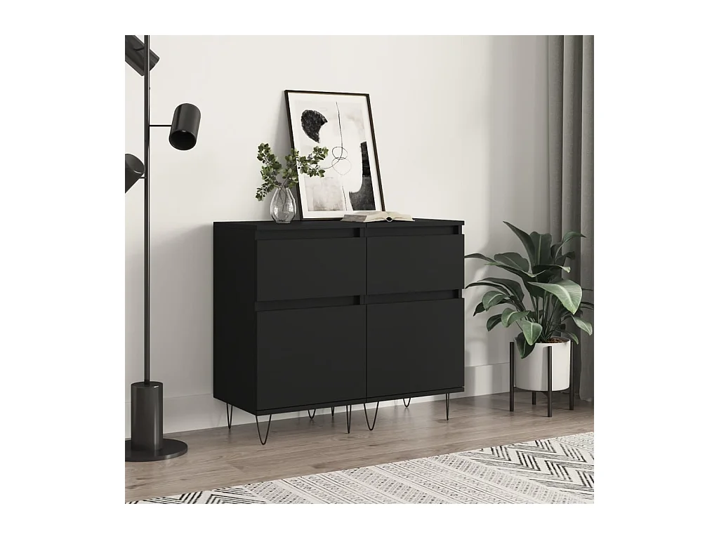 Credenze 2 pz Nere 40x35x70 cm in Legno Multistrato
