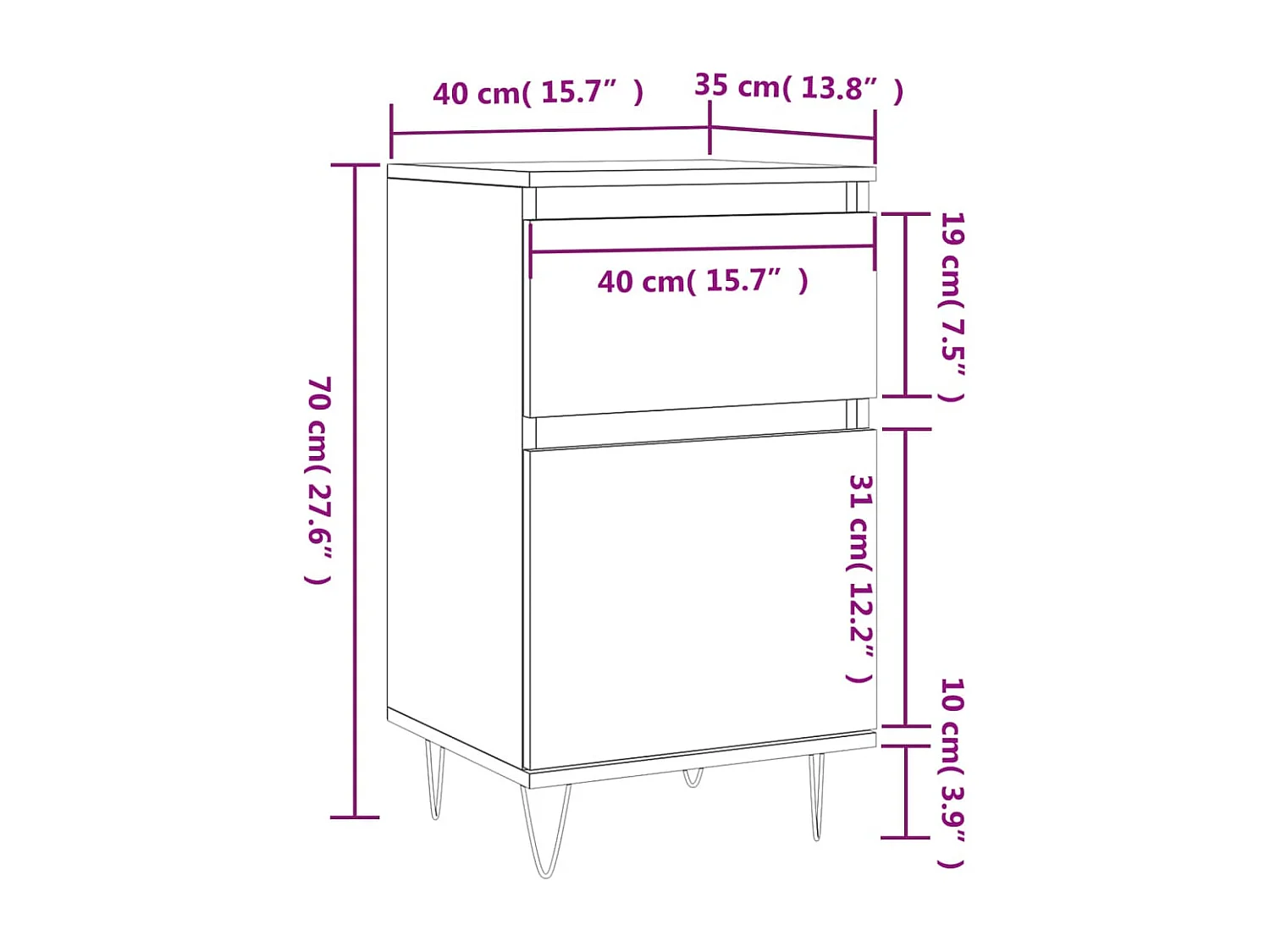 Sideboards 2 Stk. Schwarz 40x35x70 cm Holzwerkstoff
