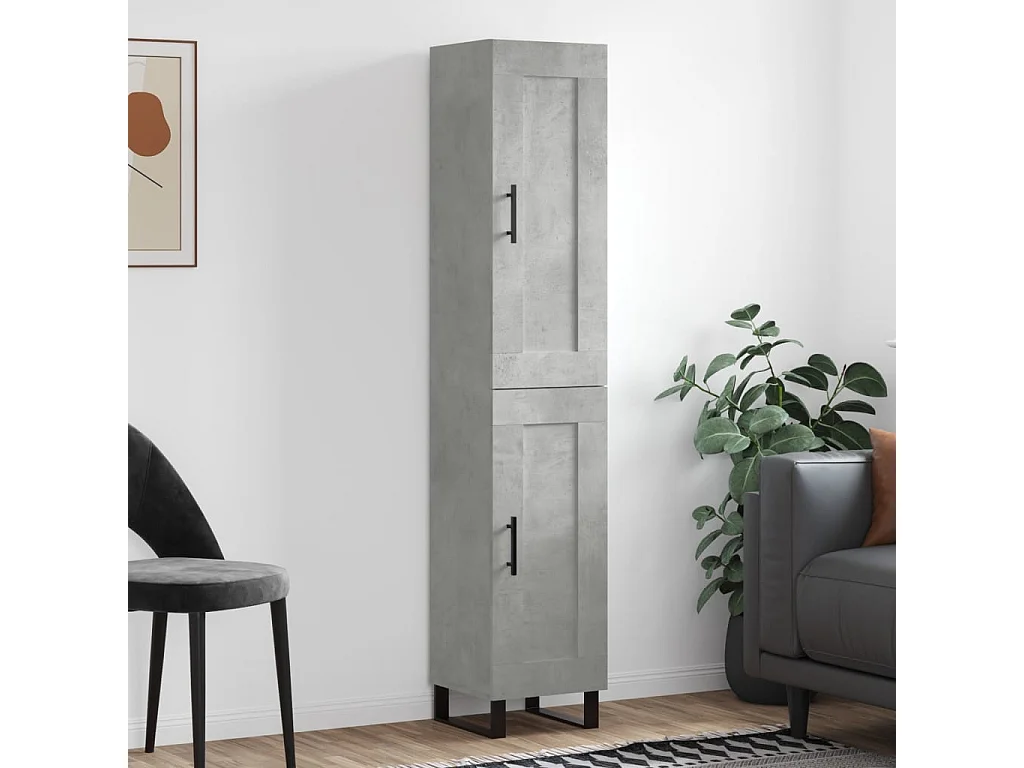 Buffet haut Gris béton 34,5x34x180 cm Bois d'ingénierie