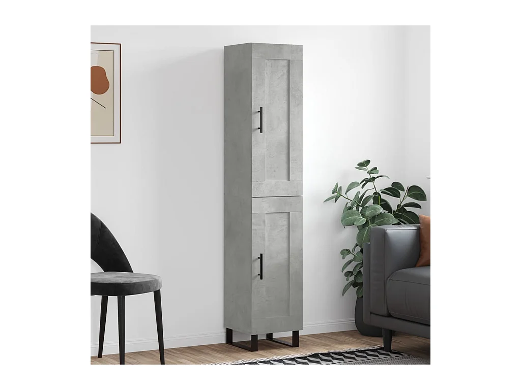 Buffet haut Gris béton 34,5x34x180 cm Bois d'ingénierie