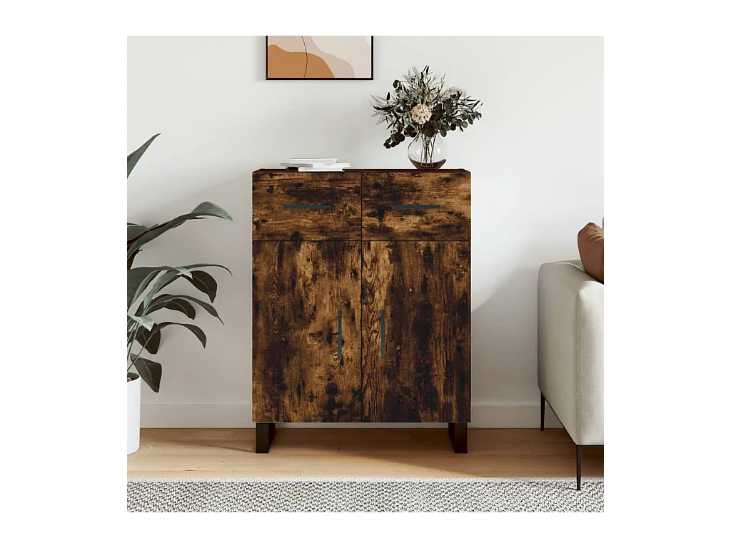 Buffet chêne fumé 69,5x34x90 cm bois d'ingénierie
