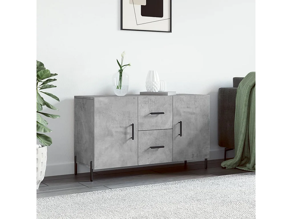 Buffet gris béton 100x36x60 cm bois d'ingénierie