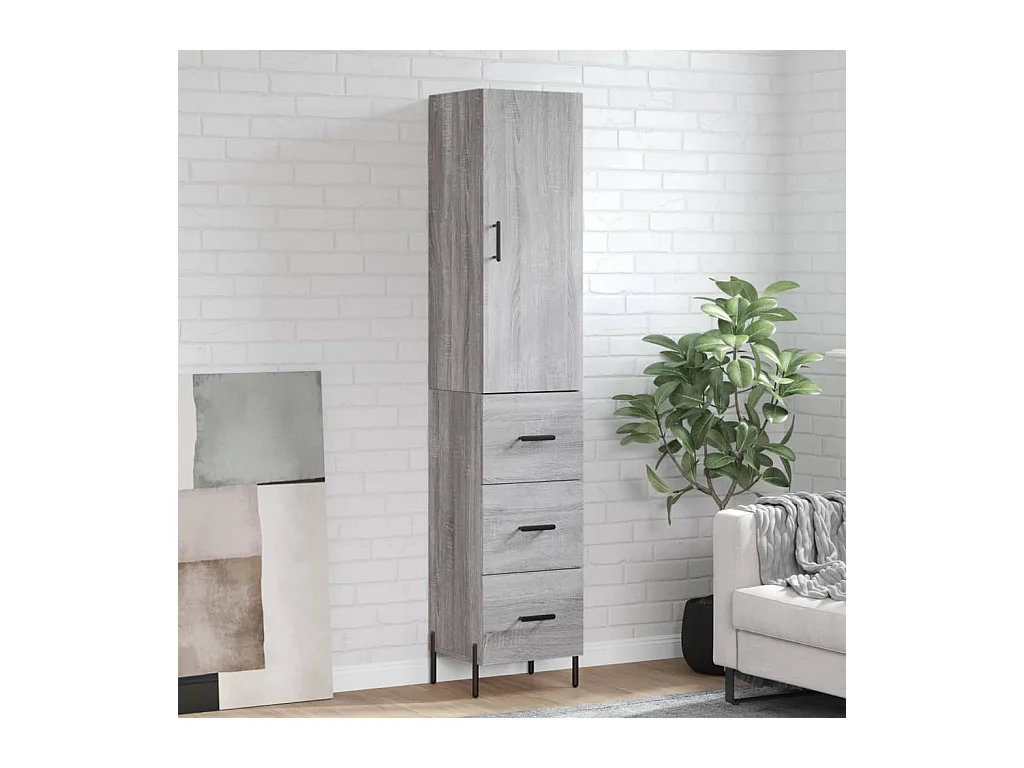 Highboard Grau Sonoma 34,5x34x180 cm Holzwerkstoff