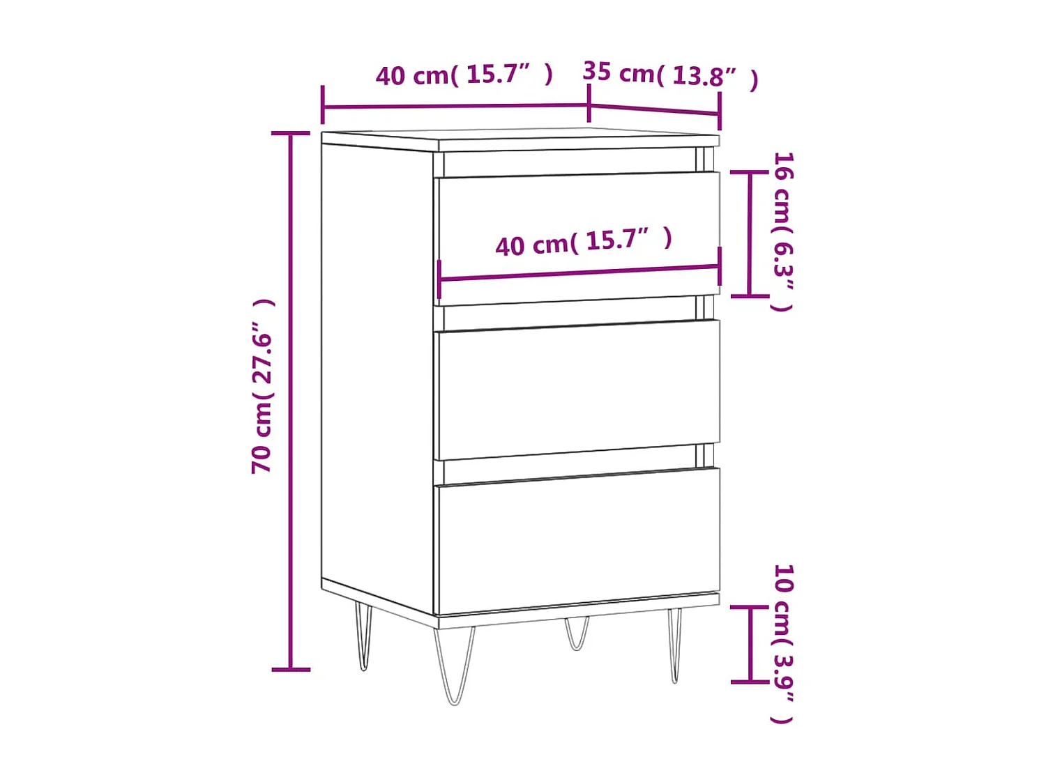 Buffet blanc 40x35x70 cm bois d’ingénierie