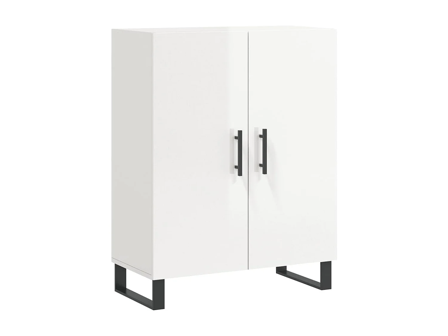 Buffet Blanc brillant 69,5x34x90 cm Bois d'ingénierie