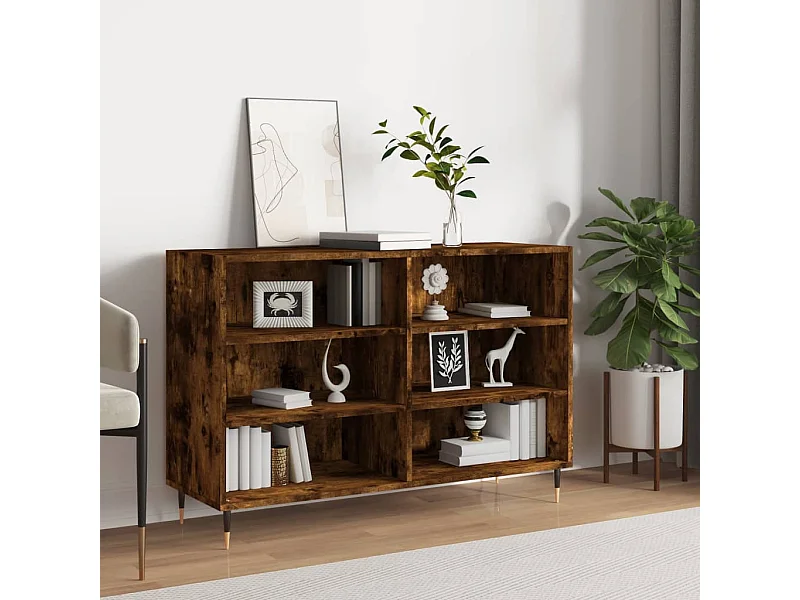 Credenza Rovere Fumo 103,5x35x70 cm in Legno Multistrato