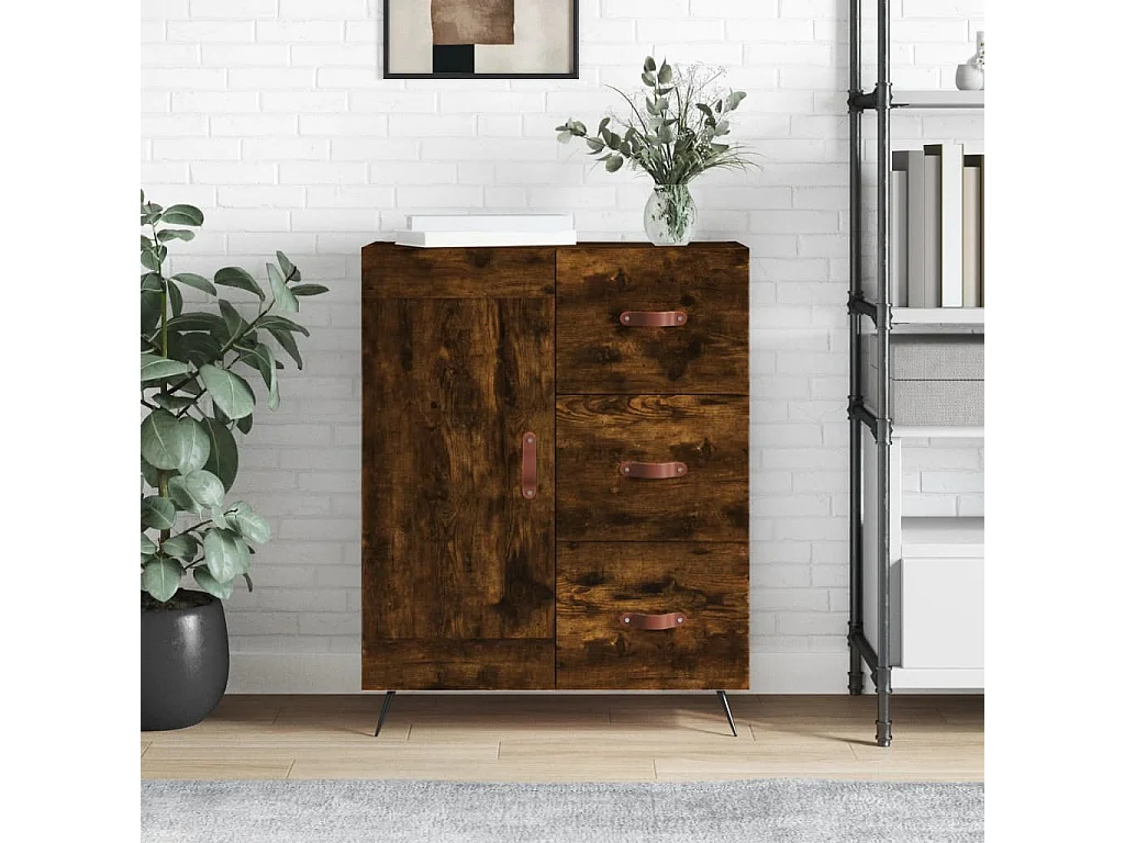 Buffet chêne fumé 69,5x34x90 cm bois d'ingénierie