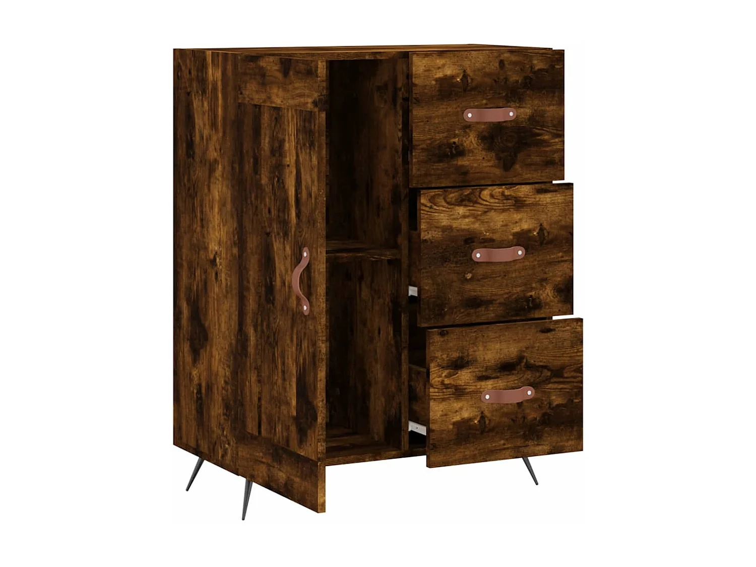 Buffet chêne fumé 69,5x34x90 cm bois d'ingénierie