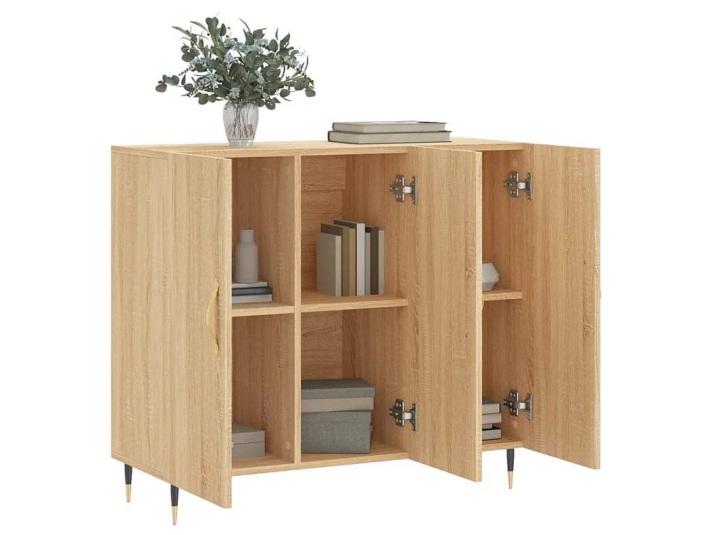 Dressoir 90x34x80 cm bewerkt hout sonoma eikenkleurig