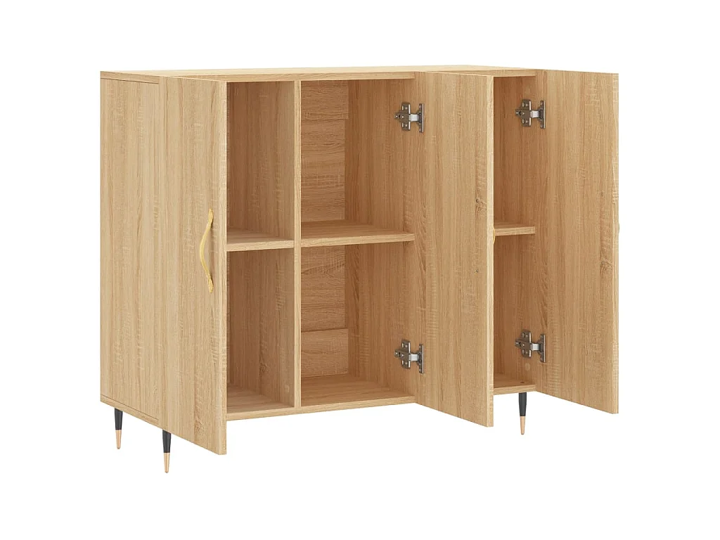 Dressoir 90x34x80 cm bewerkt hout sonoma eikenkleurig