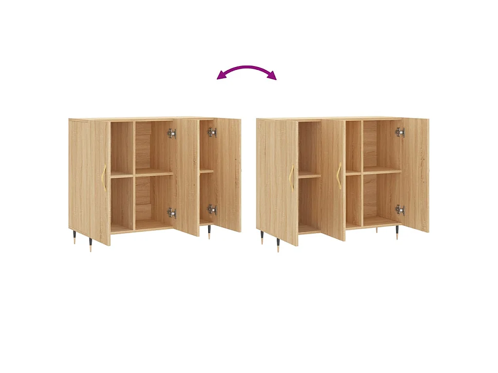 Dressoir 90x34x80 cm bewerkt hout sonoma eikenkleurig