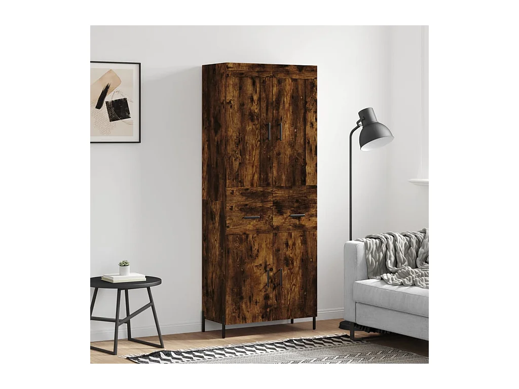 Buffet haut Chêne fumé 69,5x34x180 cm Bois d'ingénierie