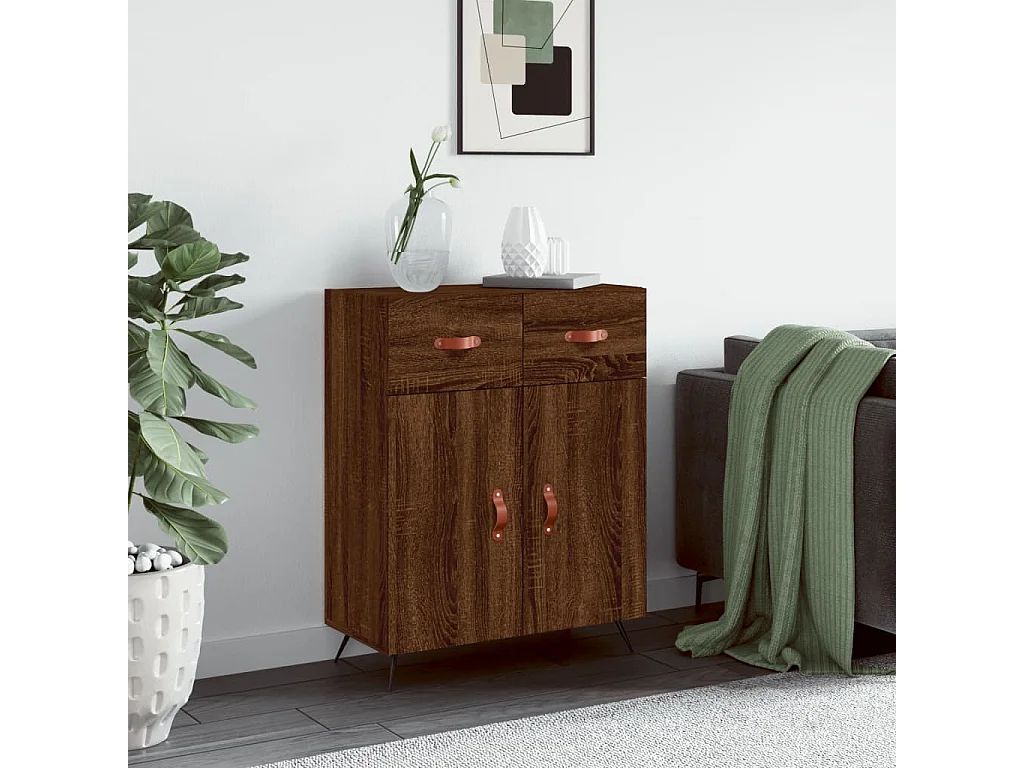 Buffet chêne marron 69,5x34x90 cm bois d'ingénierie