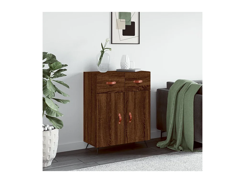 Buffet chêne marron 69,5x34x90 cm bois d'ingénierie