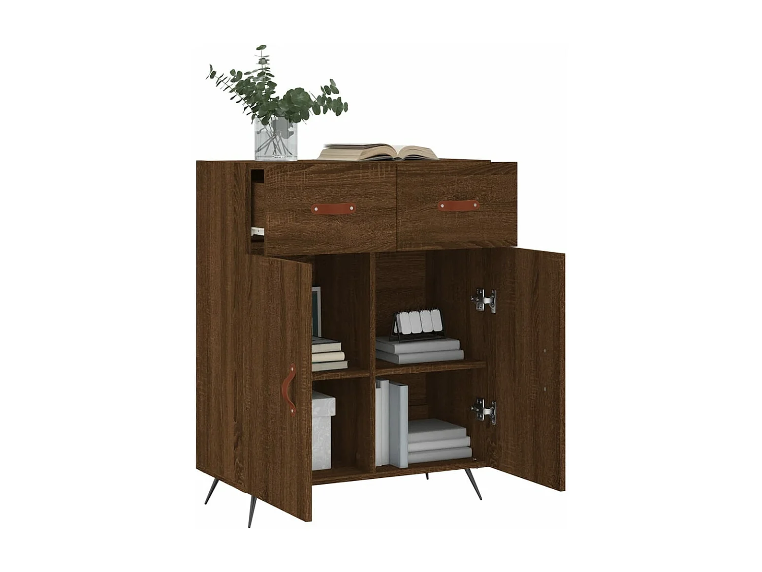 Buffet chêne marron 69,5x34x90 cm bois d'ingénierie