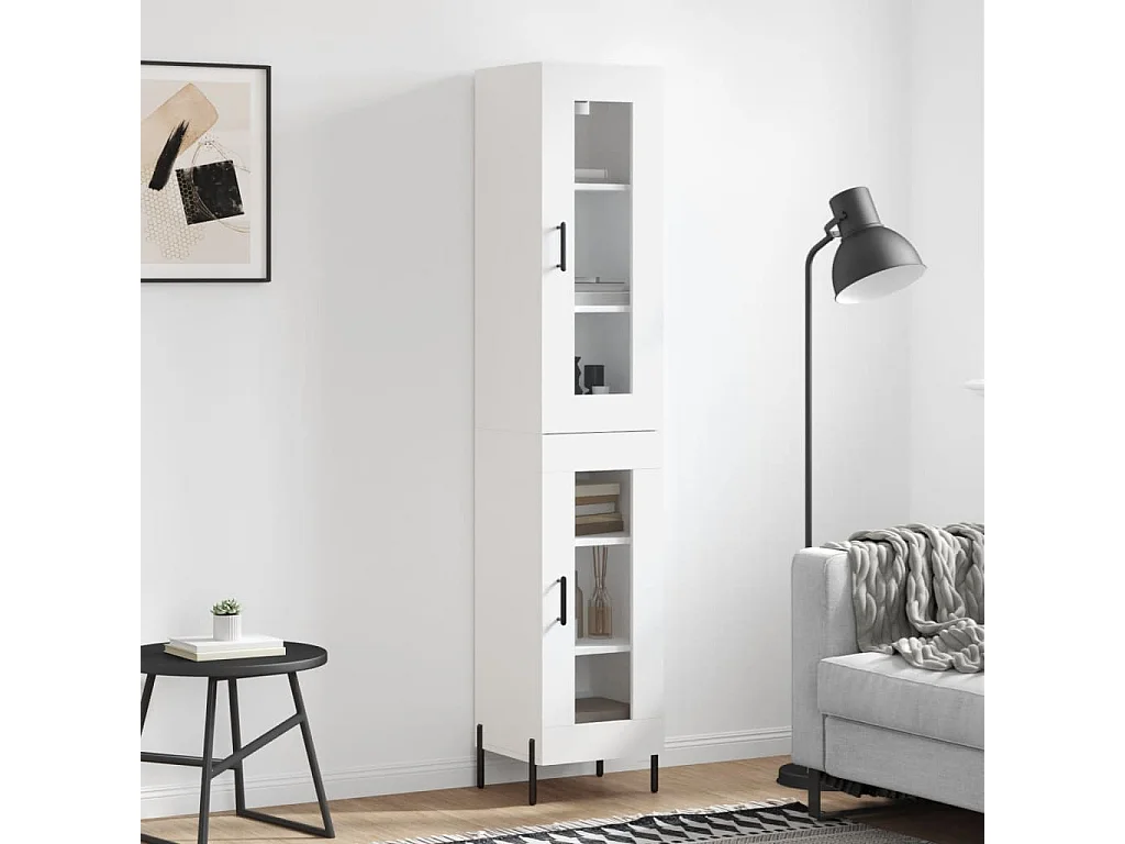 Highboard Weiß 34,5x34x180 cm Holzwerkstoff