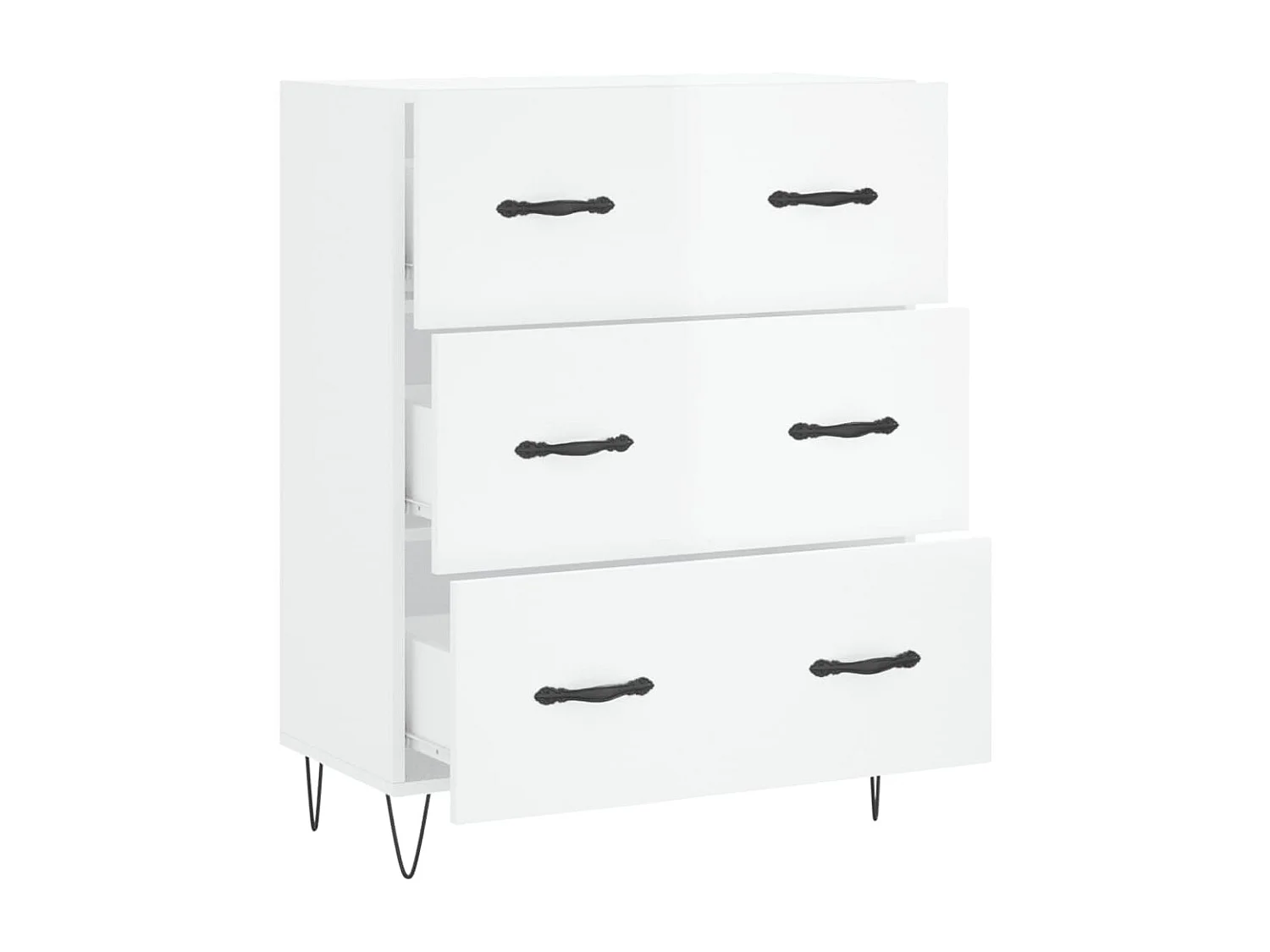 Buffet Blanc brillant 69,5x34x90 cm Bois d'ingénierie