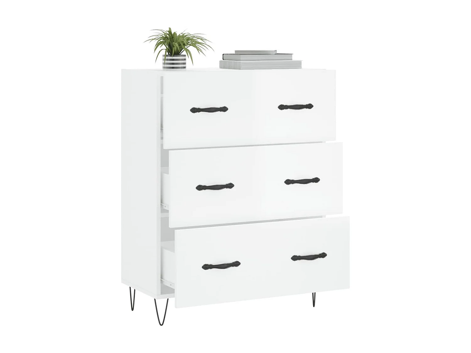 Credenza 69,5x34x90 cm in Legno Multistrato Bianco Lucido