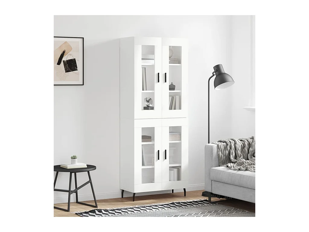 Buffet haut Blanc 69,5x34x180 cm Bois d'ingénierie