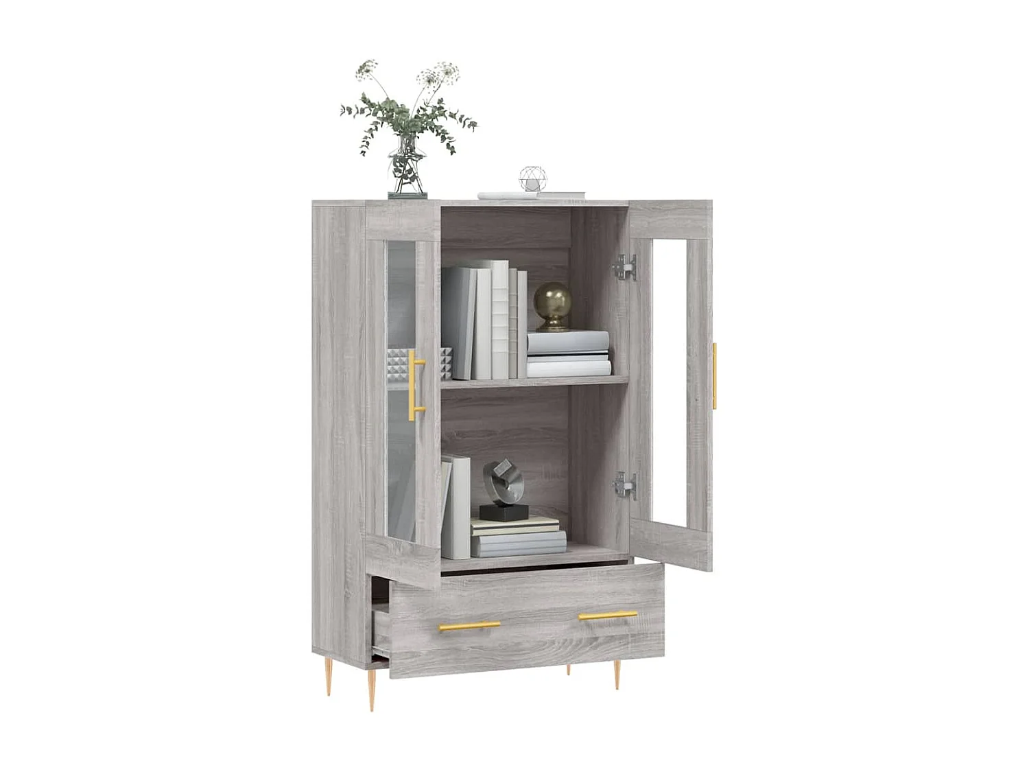 Buffet haut sonoma gris 69,5x31x115 cm bois d'ingénierie