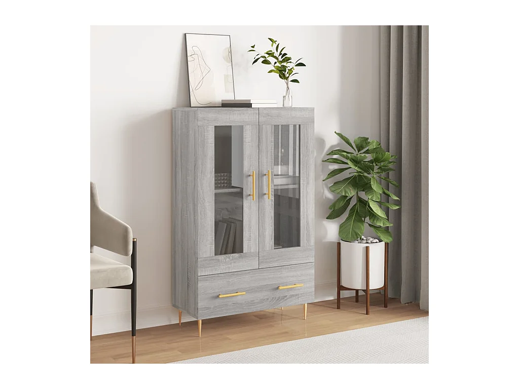 Hoge kast 69,5x31x115 cm bewerkt hout grijs sonoma eikenkleurig