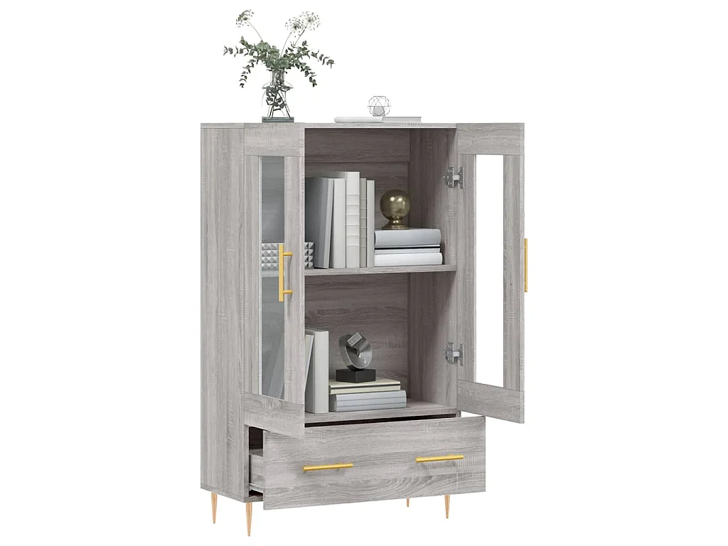 Hoge kast 69,5x31x115 cm bewerkt hout grijs sonoma eikenkleurig