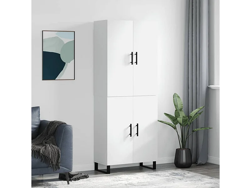 Buffet haut Blanc 69,5x34x180 cm Bois d'ingénierie