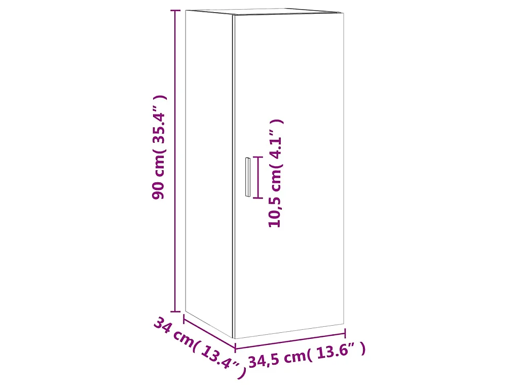 Mobile a Parete Rovere Fumo 34,5x34x90 cm