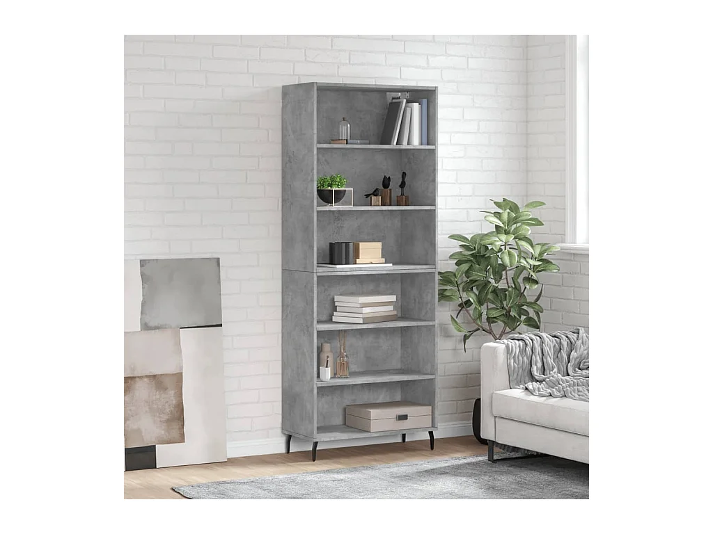 Hoge kast 69,5x32,5x180 cm bewerkt hout betongrijs