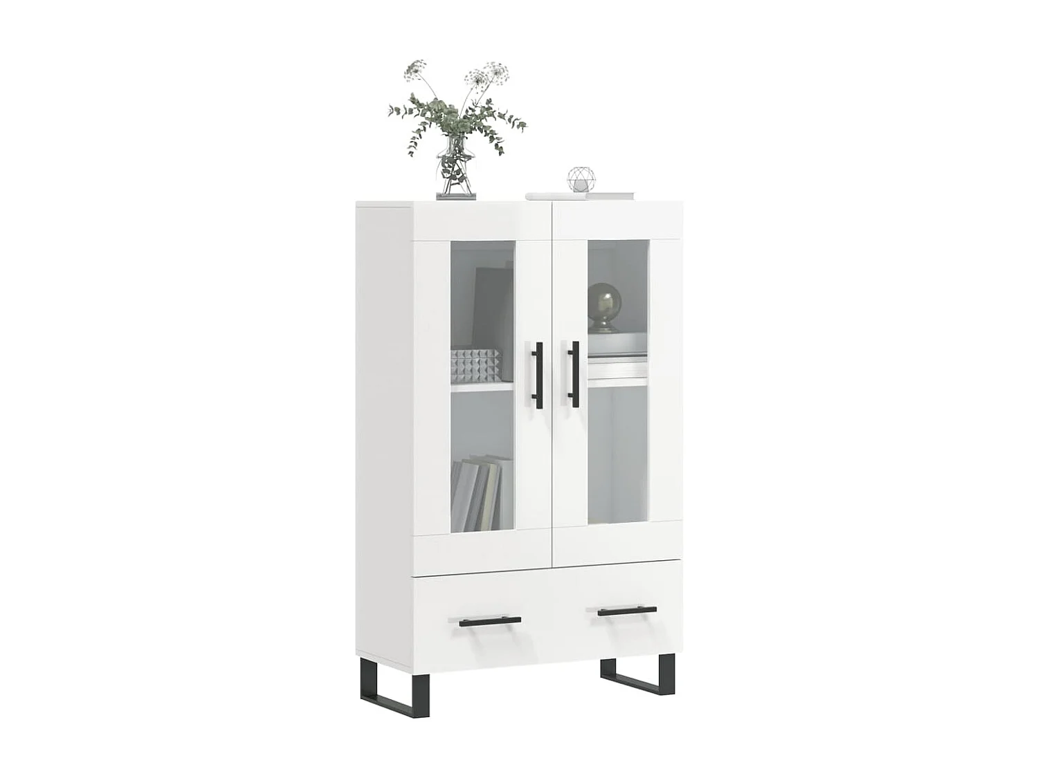 Credenza Bianco Lucido 69,5x31x115 cm in Legno Multistrato