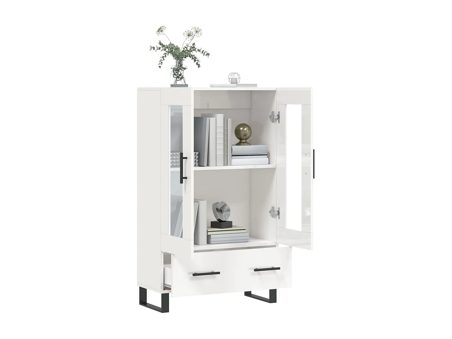 Credenza Bianco Lucido 69,5x31x115 cm in Legno Multistrato