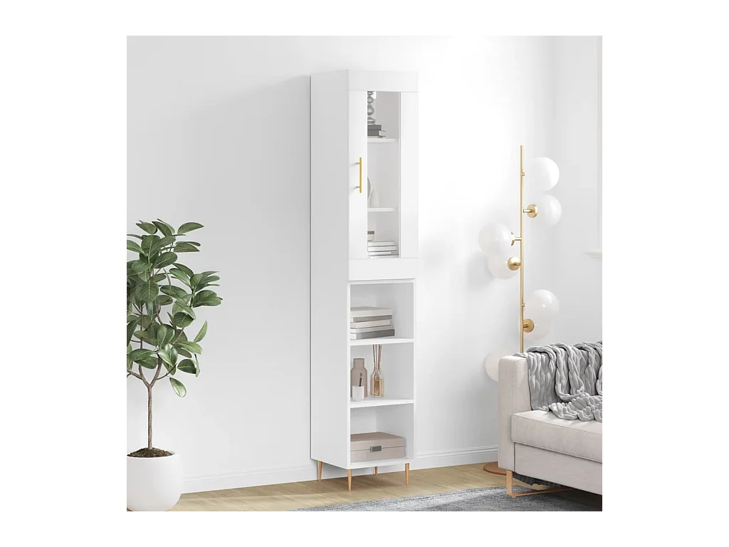 Buffet haut Blanc 34,5x34x180 cm Bois d'ingénierie