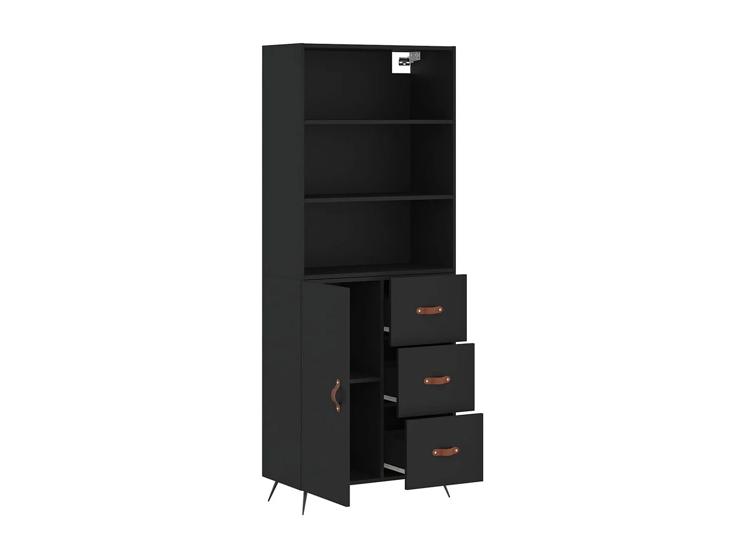 Buffet haut Noir 69,5x34x180 cm Bois d'ingénierie