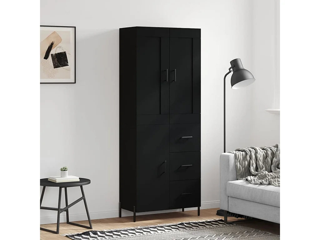 Armário alto 69,5x34x180 cm derivados de madeira preto