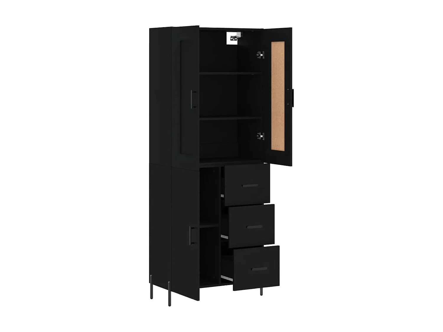 Armário alto 69,5x34x180 cm derivados de madeira preto