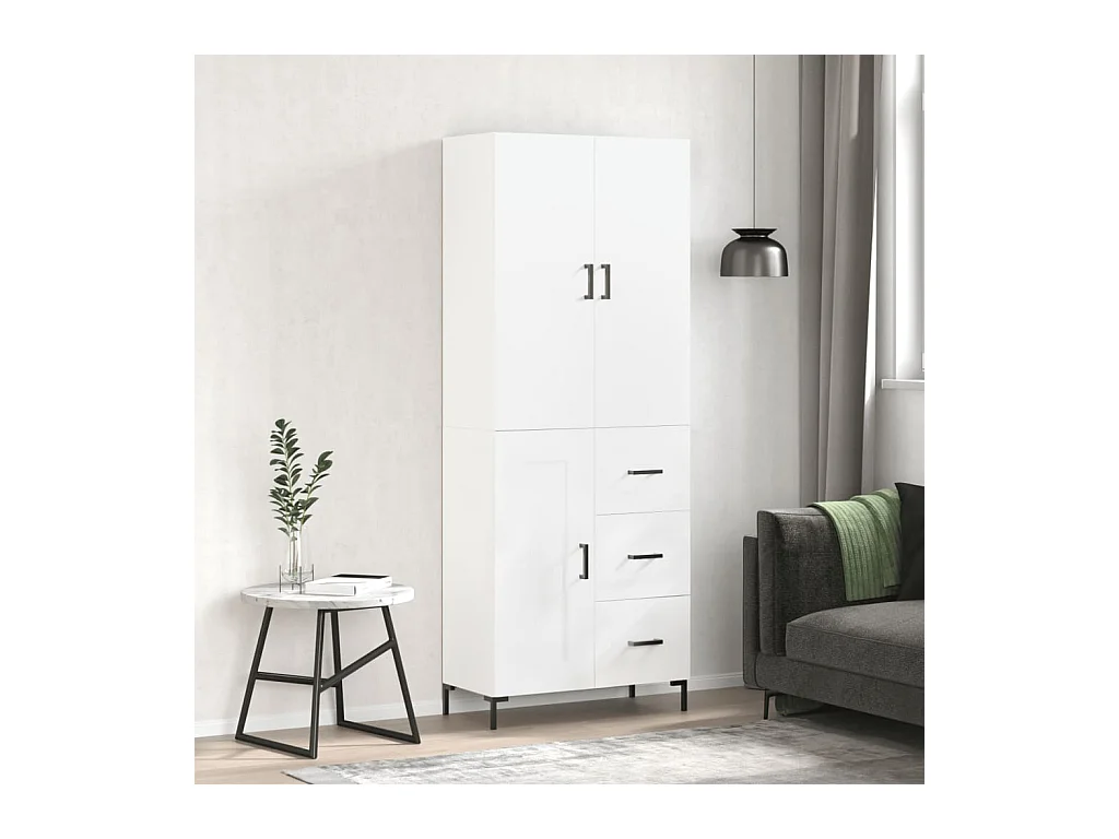Buffet haut Blanc 69,5x34x180 cm Bois d'ingénierie
