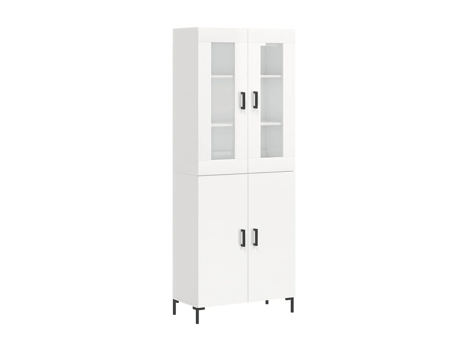 Credenza Bianco Lucido 69,5x34x180 cm in Legno Multistrato
