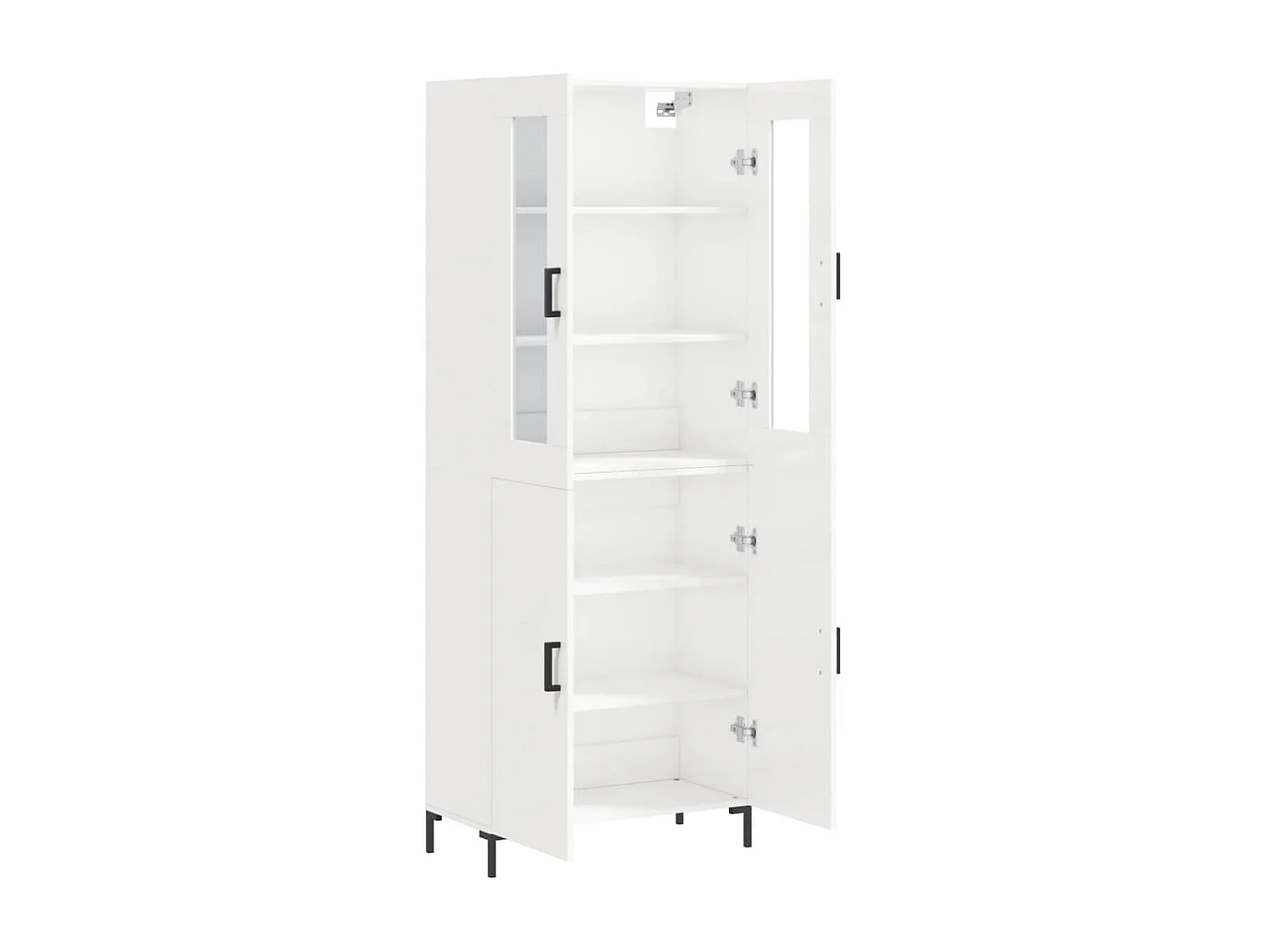 Credenza Bianco Lucido 69,5x34x180 cm in Legno Multistrato