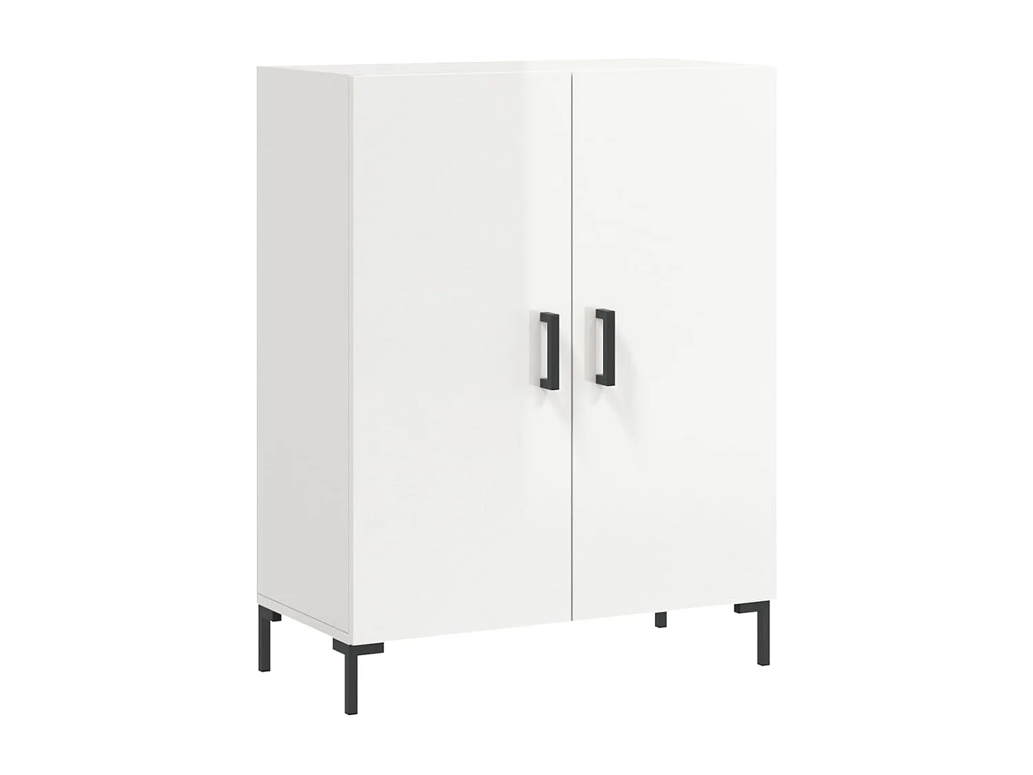 Credenza Bianco Lucido 69,5x34x180 cm in Legno Multistrato