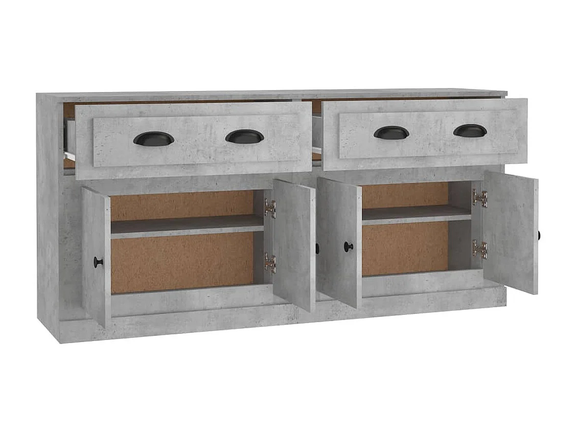 Buffets 2 pcs gris béton bois d'ingénierie