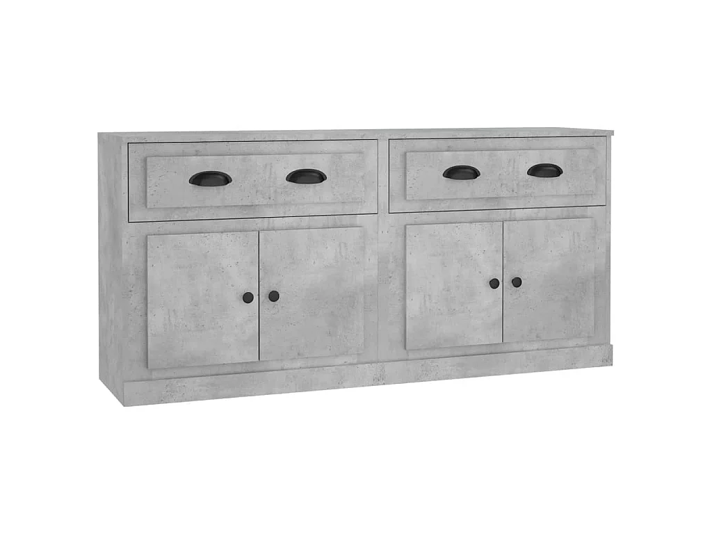Buffets 2 pcs gris béton bois d'ingénierie