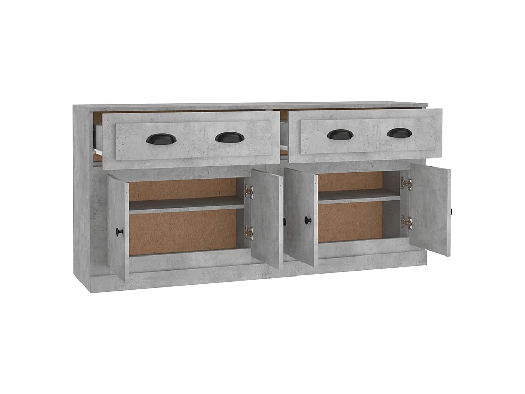 Buffets 2 pcs gris béton bois d'ingénierie